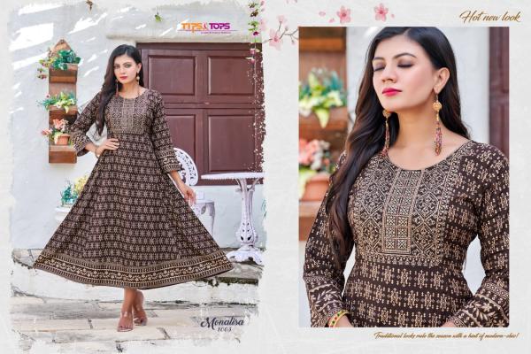 Tips Tops Monalisa Vol 1 Rayon Slub Print Designer Kurti collection